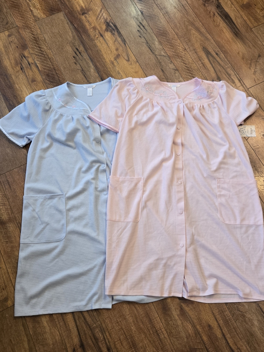 ***2***Adonna Women's Short Sleeve Button Front Nightgowns - Blue & Pink